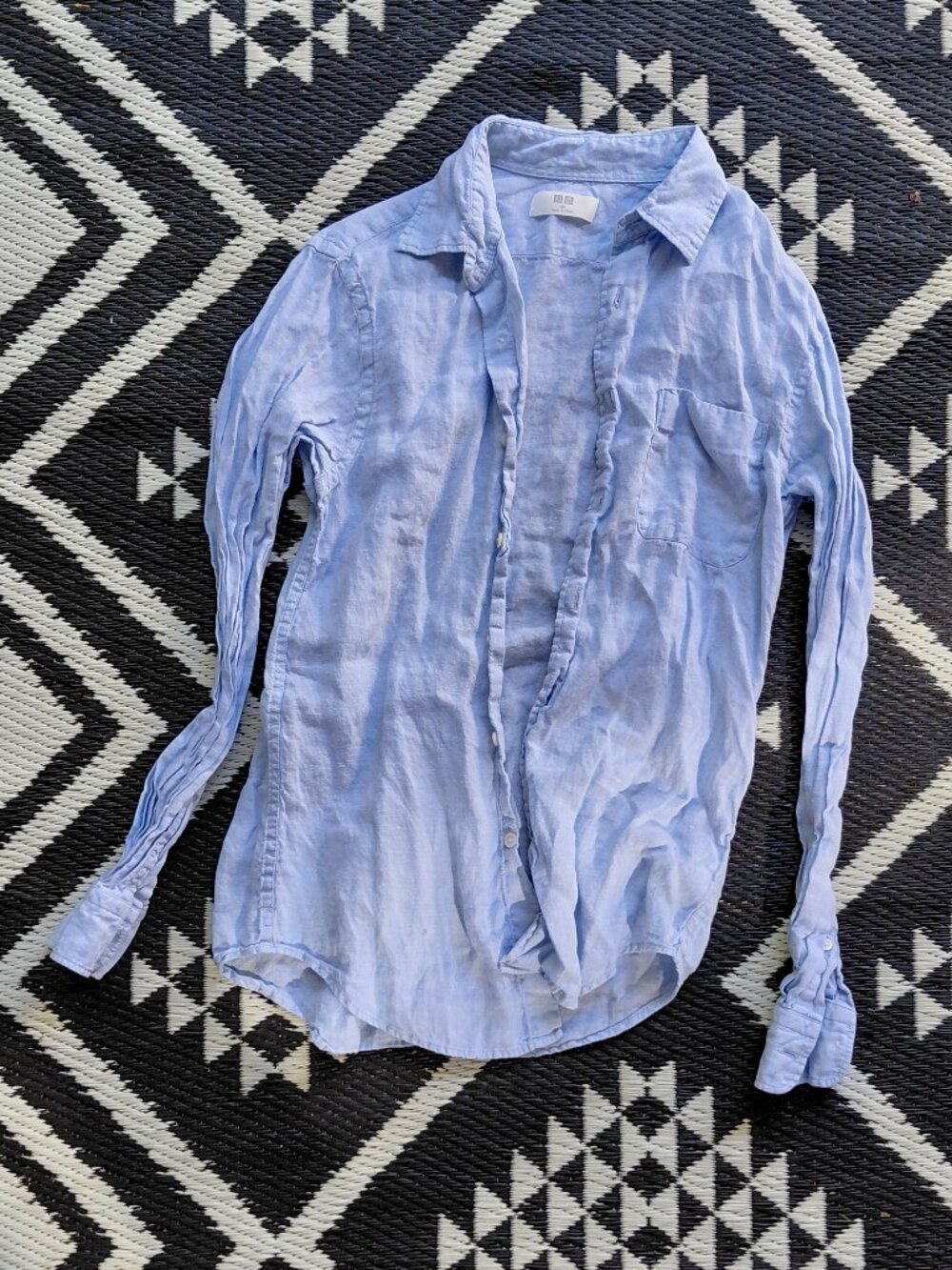 Uniqlo Men's Premium Linen Long Sleeve Shirt 100% French Linen
